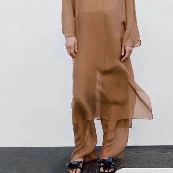 ZARA LONG 100% SILK BOTTOMS PANTS LIMITED EDITION - Picture 5 of 5